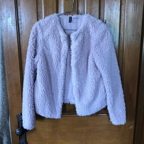 Dusty  Rose Faux Shearling Jacket - Picture 1 of 10